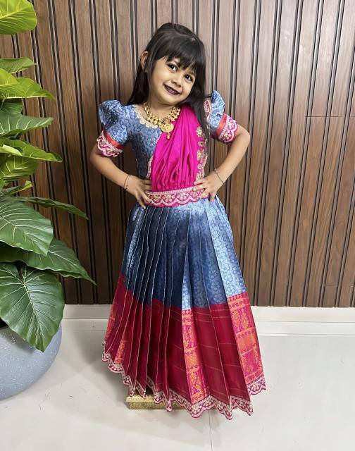 NEW LAUNCING KIDS GOWN kanjivaram silk Girls clothing wholesale